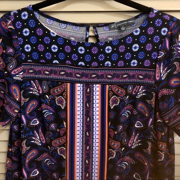 Adrianna Papell Black & Purple Paisley Shift Dress - Picture 3 of 12